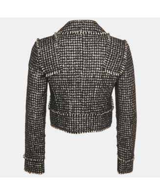 Women's Black/white Tweed Bejeweled Blazer