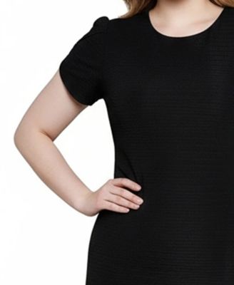 Petite Petal Sleeve Textured Knit Dress