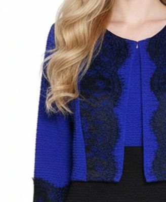 Petite Lace-Detail 2 Piece Textured Knit Dress Set