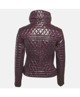 Women's Purple Synthetic Short Biker Jacket