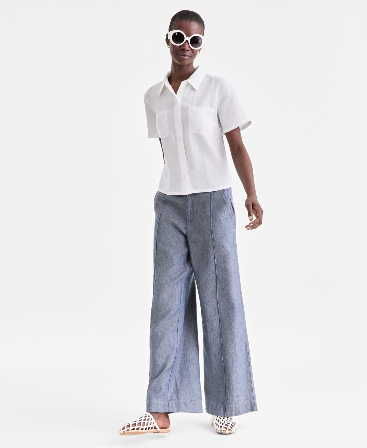 Charter Club Women's 100% Linen Solid-Color Camp Shirt, Macy's Exclusive