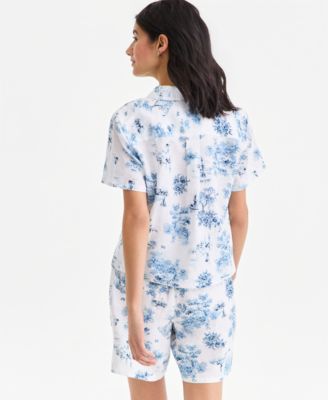 Women's 100% Linen Printed Camp Shirt