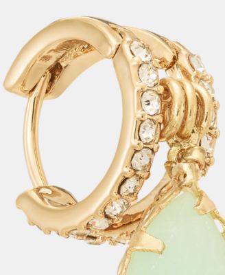 Colored Stone Drop Hoop Earrings