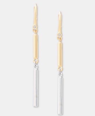 Two-Tone Bar Statement Double Drop Earrings