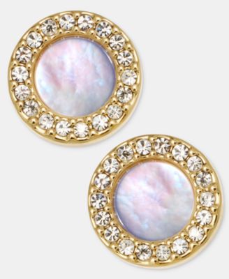 Mother of Pearl Inlay Statement Stud Earrings