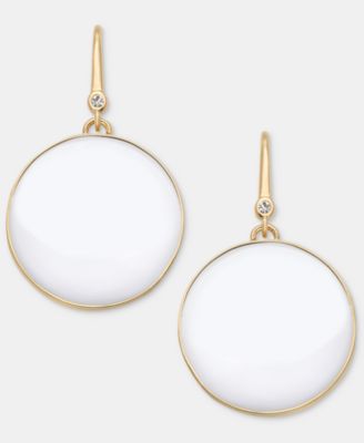 White Large Drama Inlay Drop Earrings 