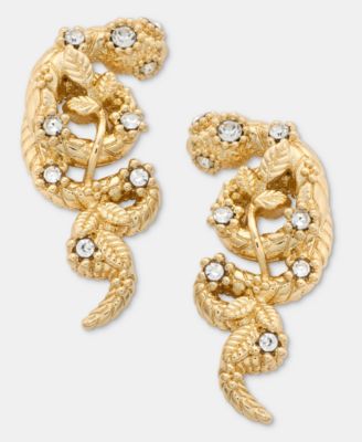 Pav&eacute; Snake Statement Stud Earrings