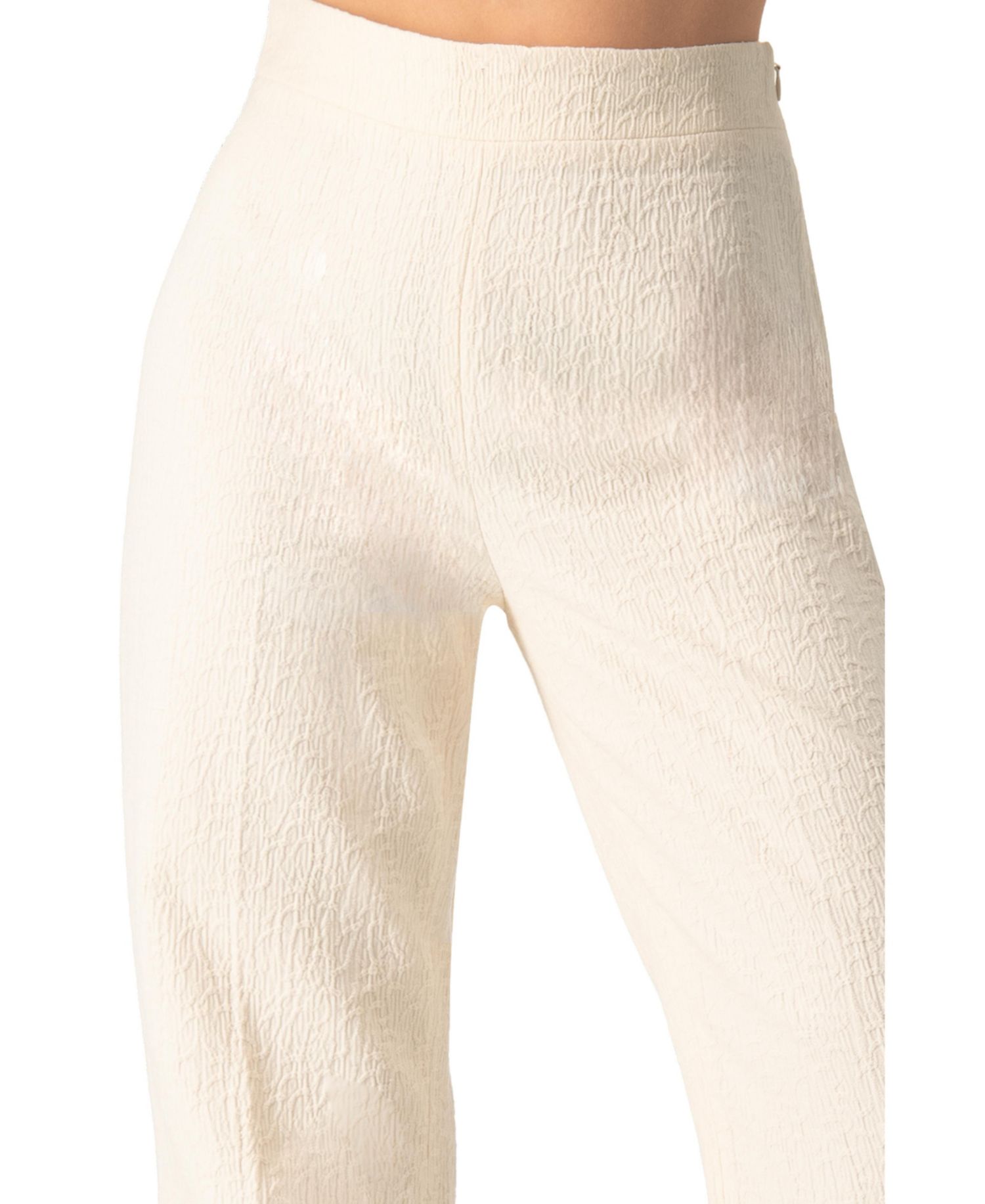 Women's Wide-Leg Textured Trousers with Side Zipper