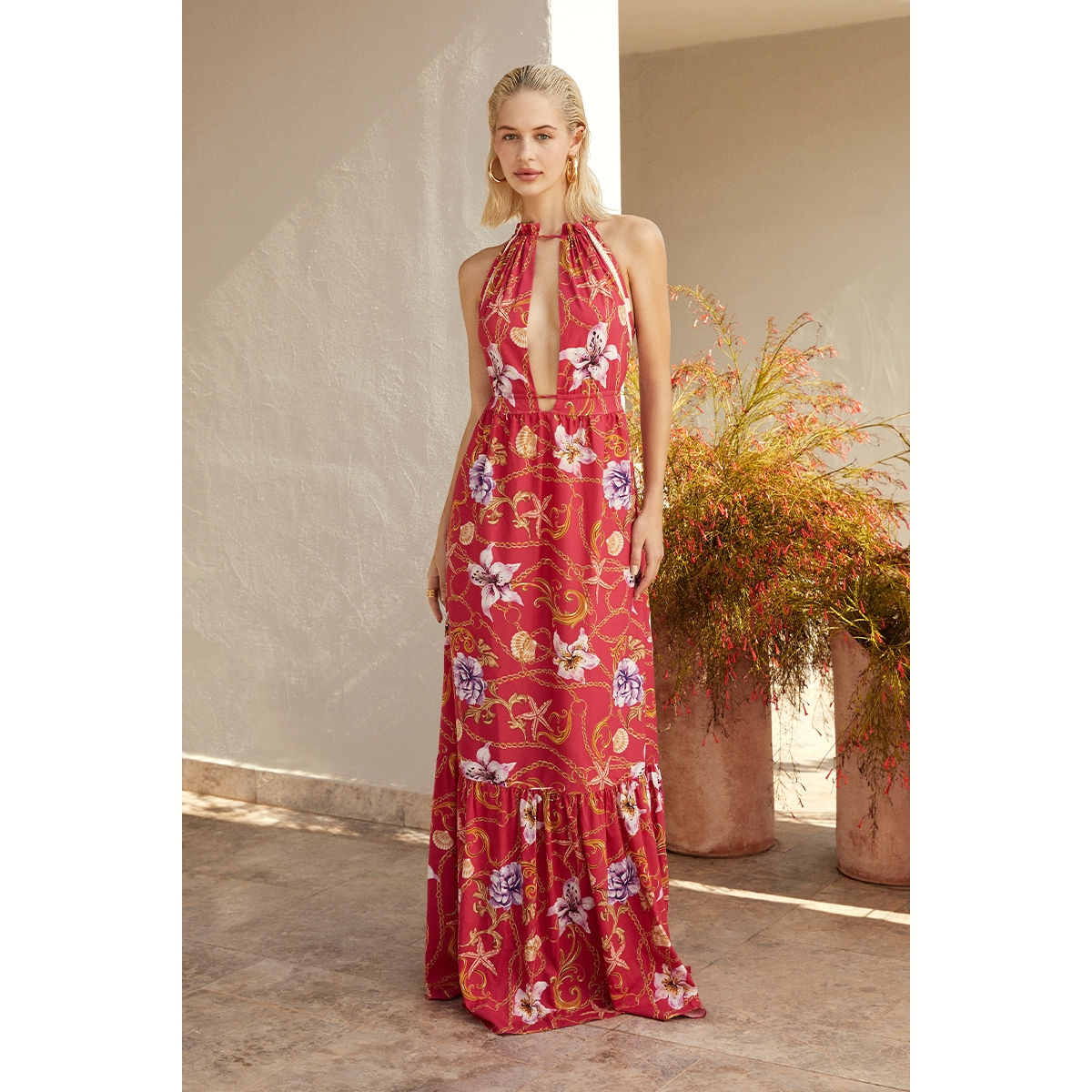 Luna B Women's Euros Dress Floral Fuchia