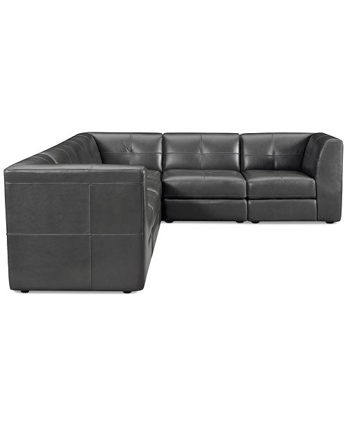 Furniture CLOSEOUT! Fabrina 6Pc. Leather "L" Shaped Modular, Created