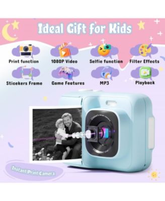 Kids Instant Print Camera, 1080P Digital Camera with 32GB SD Card & 3 Paper Rolls. Christmas Birthday Gift for 4-10 Year Old Girls Boys, Blue