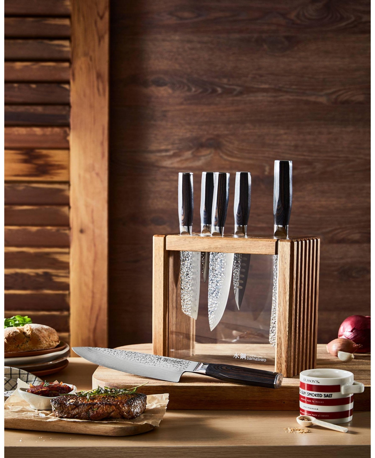Cuisine::pro Damashiro Emperor Stainless Steel 7-Pc. Makoto Knife Block Set