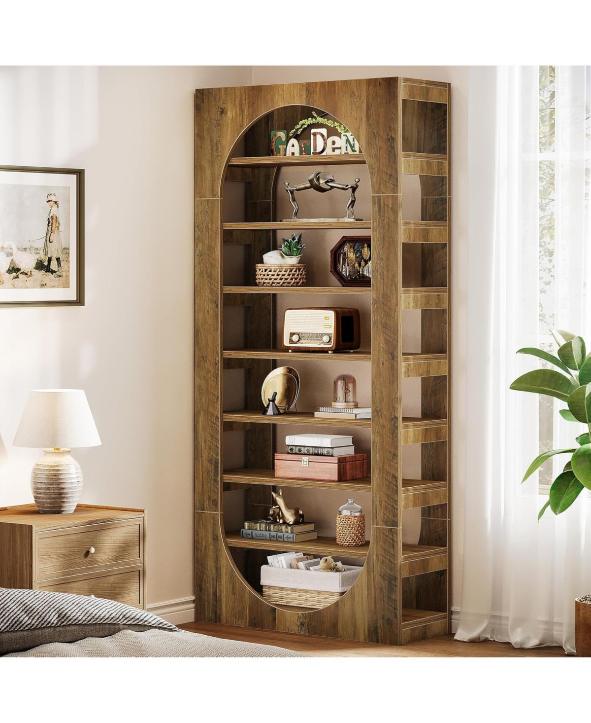 Tribesigns 70.87" Tall Arched Bookshelf, 8-Tier