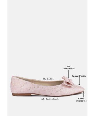 Womens cicely jacquard bow embellished ballet flats