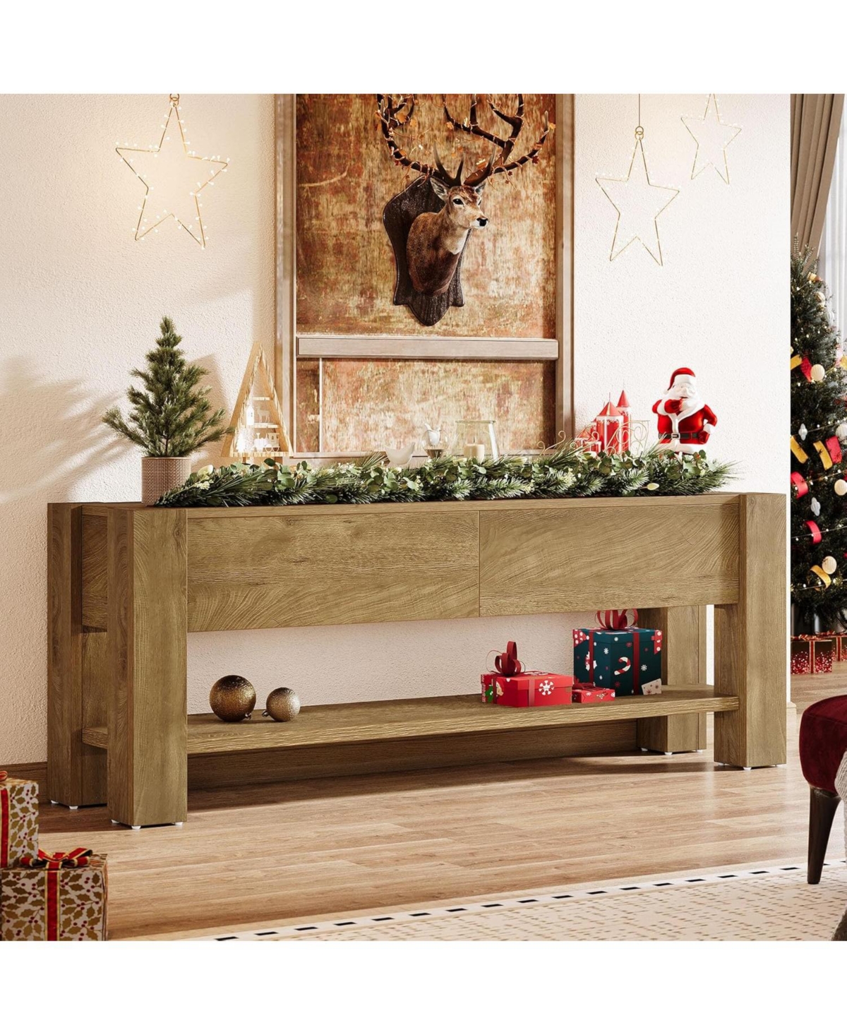 Tribesigns 63" Tv Stand for TVs up to 75-Inch, Entertainment Center with 2 Drawers and Open Storage Shelves, Media Console Television Stands