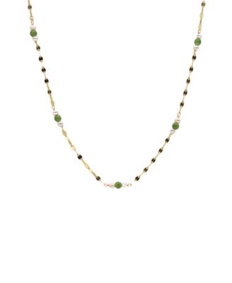 Elena Jade and Freshwater Pearl Beaded Necklace