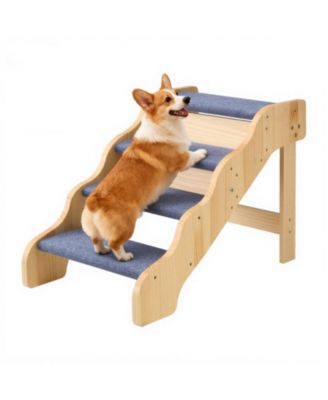 4-Step Wooden Pet Stairs for High Beds, Sofa, or Car, Non-Slip Surface, 150 lb Capacity