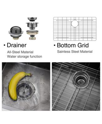 27x22x10inch Gunmetal Kitchen Sink Topmount Stainless Steel Worksation Single Bowl