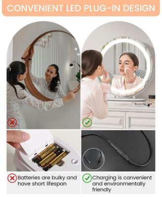 19 in Vanity Mirror with Led Lights, Large Round Makeup Mirror with Touch Control and 3 Color Lighting Modes