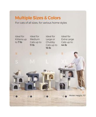 39.8-Inch Cat Tree with Large Perch and 2 Cat Caves, Scratching Posts, Anti-Tip Kit, Indoor Use