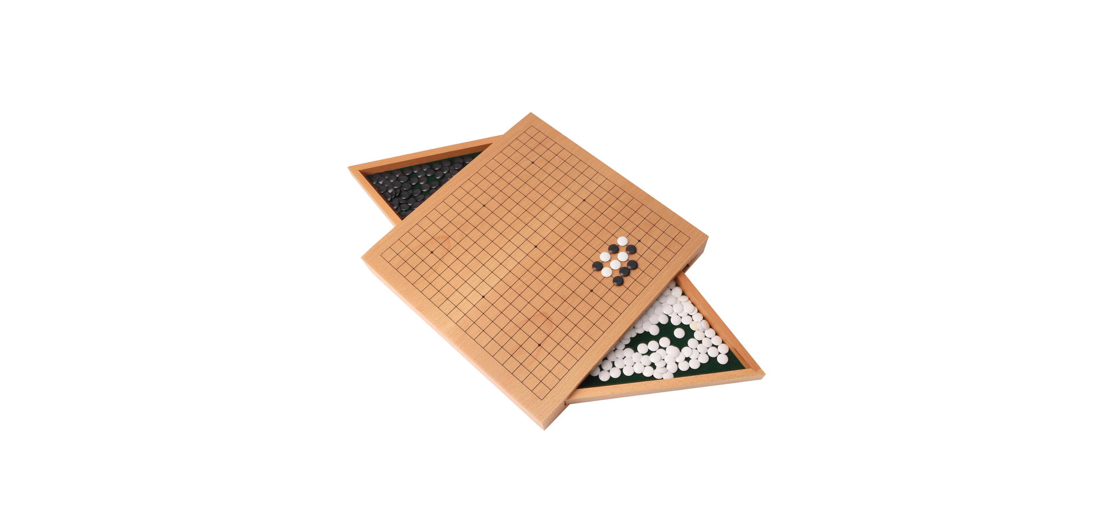 Gse Games & Sports Expert 12-Inches Wooden Go Board Game Set with Drawers, Wood Go Game Board Set with Plastic Stones