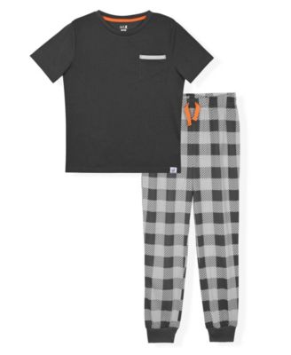 Boys' & Girls' 6-14 Crewneck Top & Check Pants, 2-Piece Pajama Set