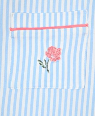 Girls' 6-16 Striped Top, Long Leg Pants & Scrunchie, 3-Piece Pajama Set