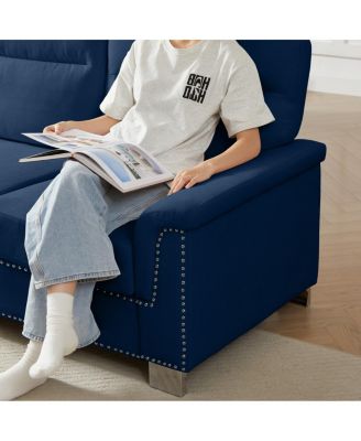 Streamdale  Furniture  82" Modern Snowfleece 3-Seater Sofa, Blue