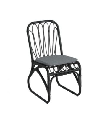 Set of 2 Outdoor PE Wicker Dining Chairs Washable Cushions Rust Resistant Iron Frame for Backyard Poolside Garden Patio