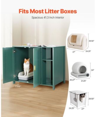 41.3" Litter Box Enclosure Cabinet with Drawer, Detachable Divider, and Built-In Power Outlet, Fits Most Smart Litter Boxes