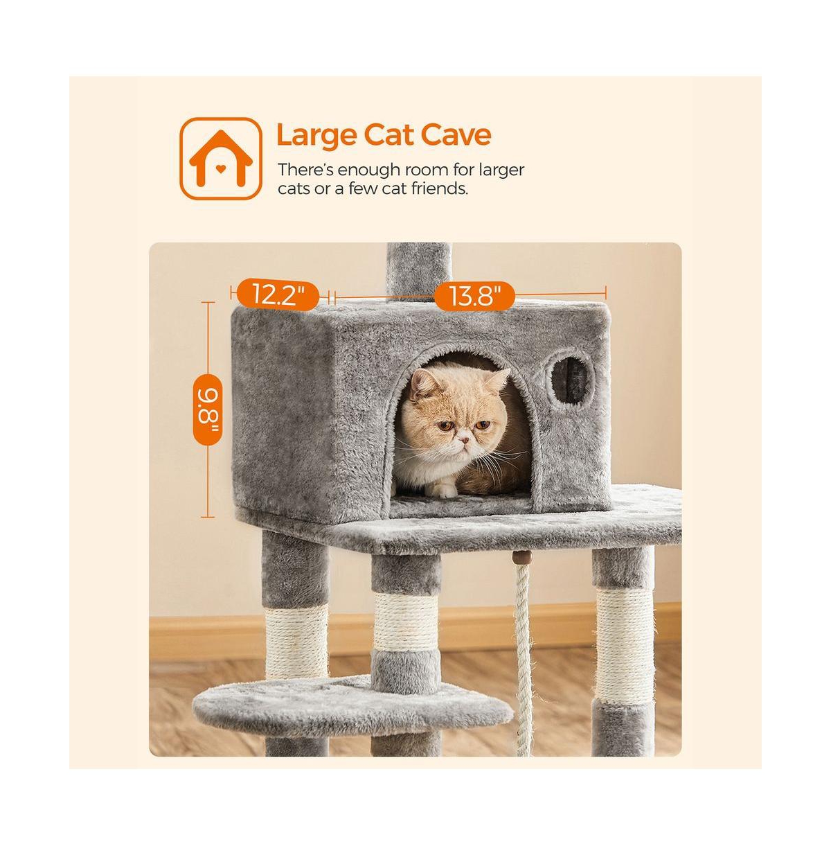 Cozito 56.3-Inch Cat Tree with Scratching Posts, Hammock, Padded Perches, Cat Condo, Anti-Tip Kit