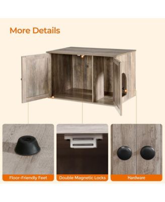 Litter Box Enclosure Cabinet with Divider, Barn-Style Doors, Hidden Cat Washroom Furniture, Indoor Use