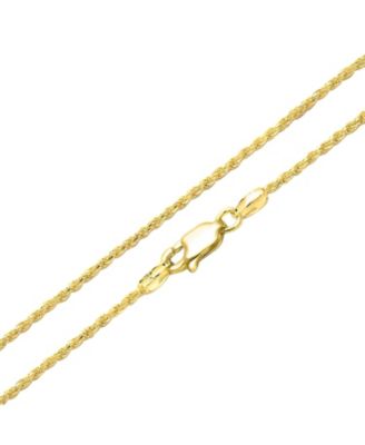 Strong 2MM Gold Plated .925 Sterling Silver Rope Cable Chain Necklace 20 Inch