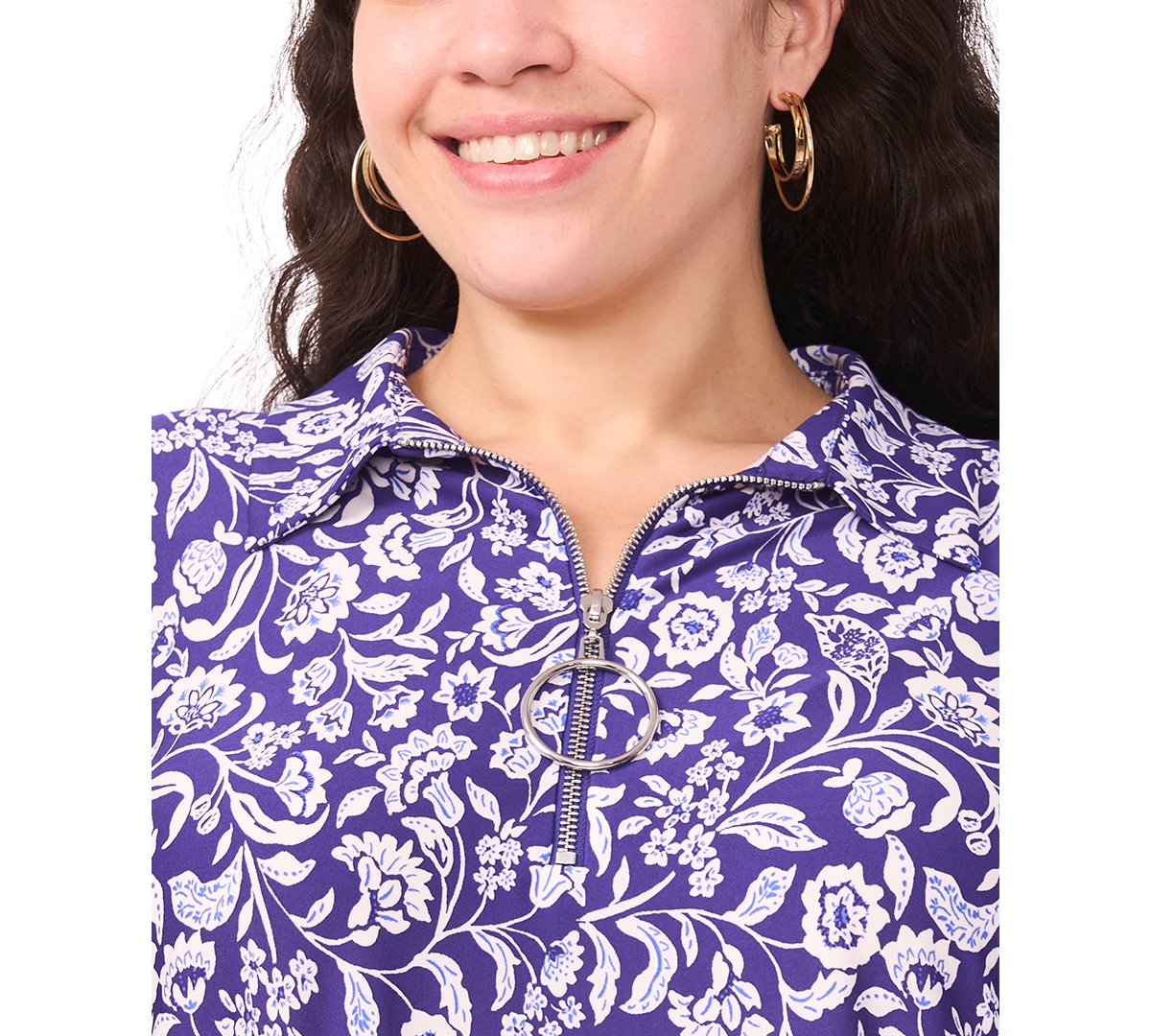 Msk Plus Collared Neck Zip-Front Dress