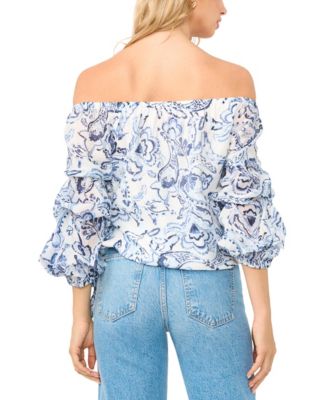Women's Off-The-Shoulder Bubble-Sleeve Blouse