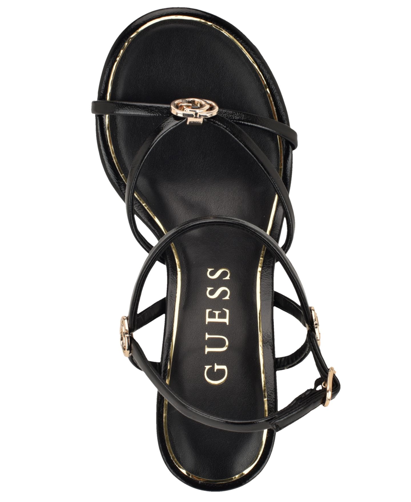 Женские сандалии GUESS Devve Strappy "G" Dressy Wedge, цвет: Чёрный лаковый — фото 4