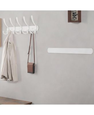 Heavy Duty 5-Tri Hook Wall Rack, Stainless Steel, White, Easy Install