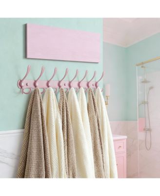 Heavy Duty 29.5" Long 8-Triple Hooks Coat Rack, Pink