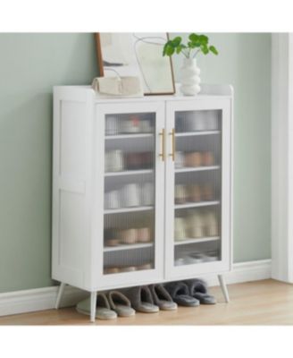 5-Tier Shoe Storage Cabinet with Glass Doors, Adjustable Shelves, Entryway Shoe Organizer for Hallway, Living Room