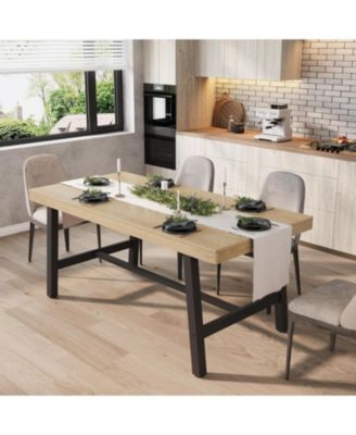 Kitchen Table Industrial Dining Table for 4-6 People 63 in Long Wooden Kitchen Table