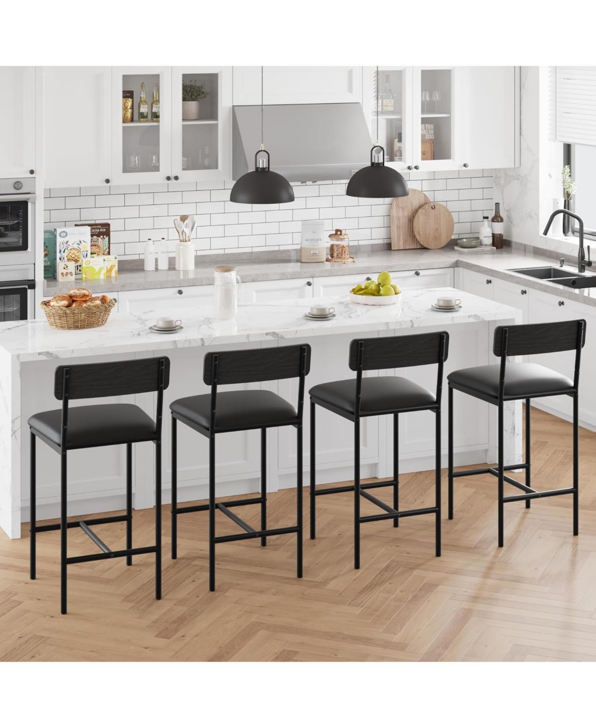 Gaomon Kitchen Table Bar Stools Set of 4 37 Inch Barstools for Dining Room, Home Office, Living Room