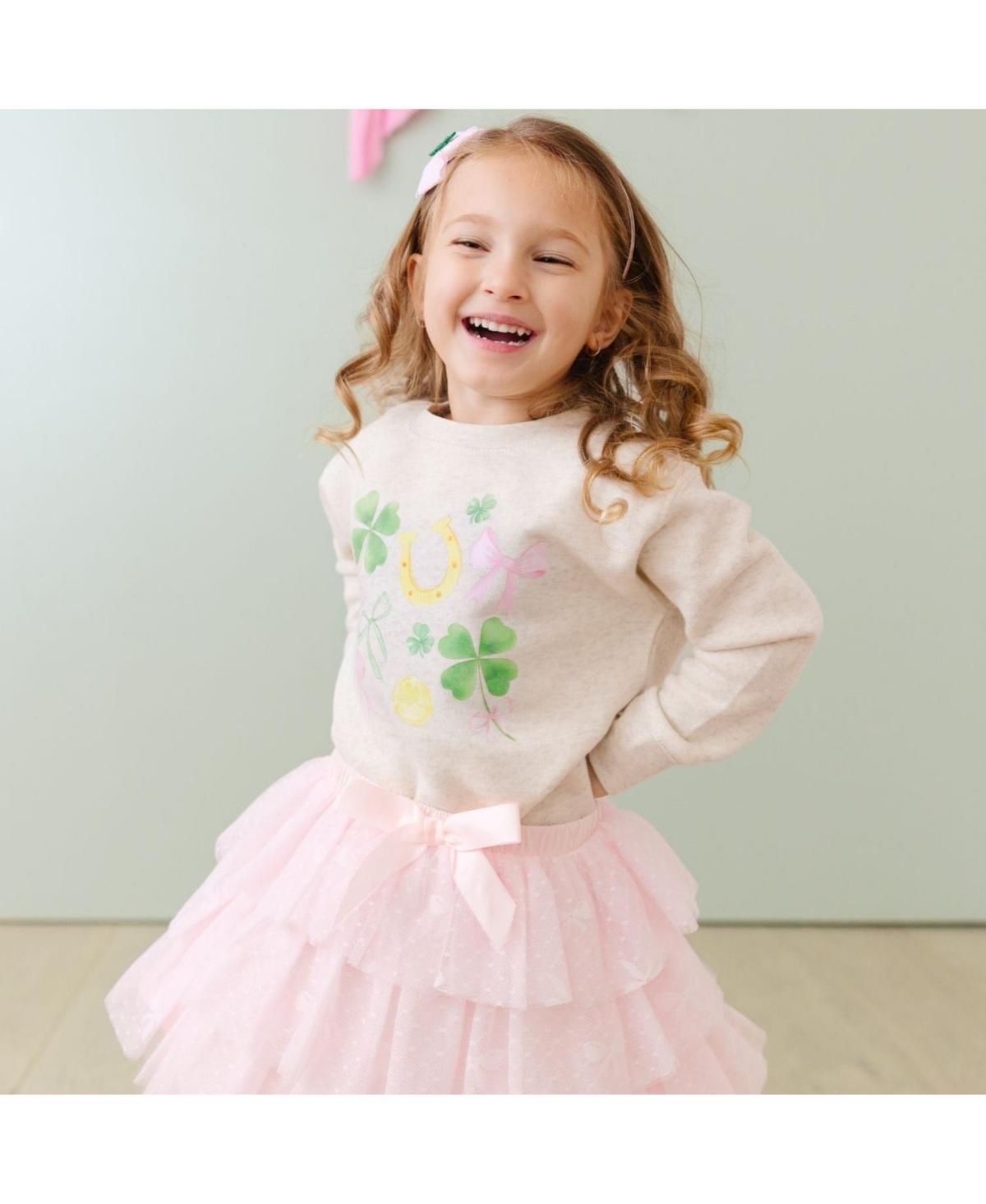 Sweet Wink Little and Big Girls Shamrock Lace St. Patrick's Day Bow Headband