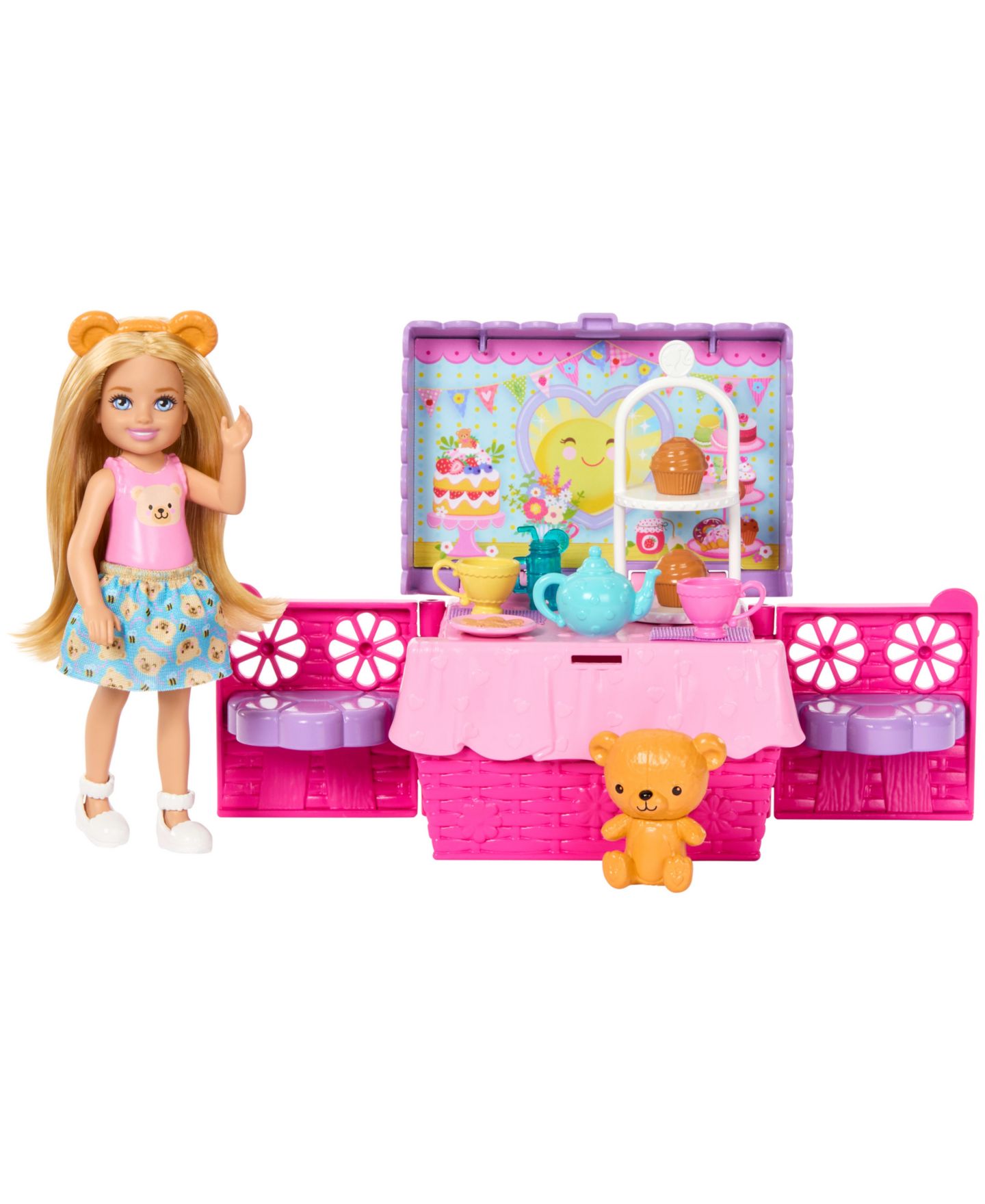 Детский игровой набор Barbie Family & Friends Club Chelsea Pop-Up Tea Party Playset, Ages 3+ — фото 3
