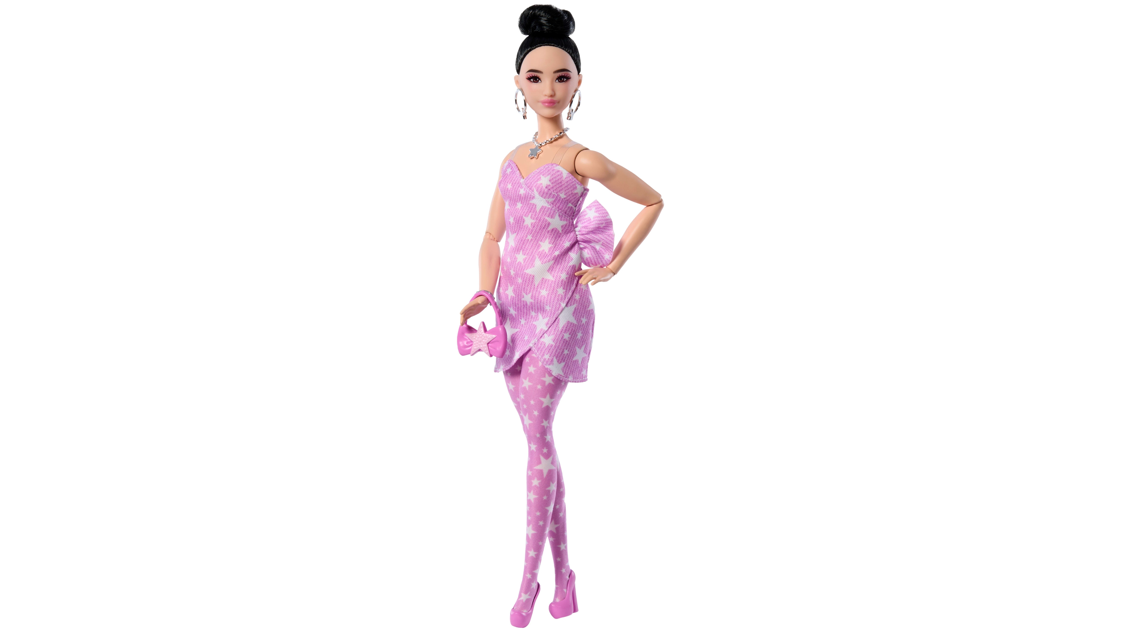 Barbie Deluxe Style Fashion Doll #11 in Denim Star-Print Dress