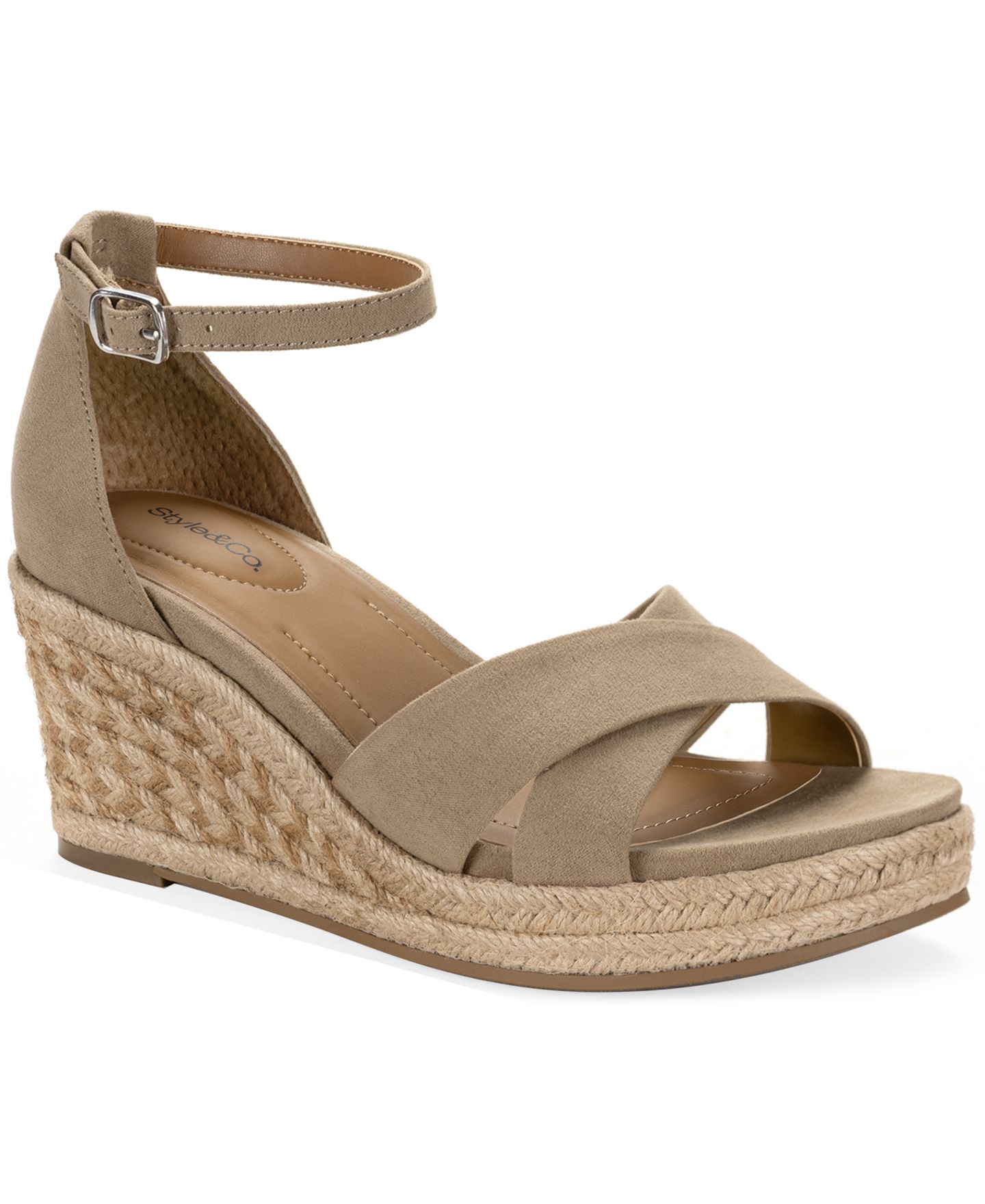 Женские сандалии Style & Co Theaa Espadrilles Wedge, цвет: Светлый серо-коричневый — фото 1