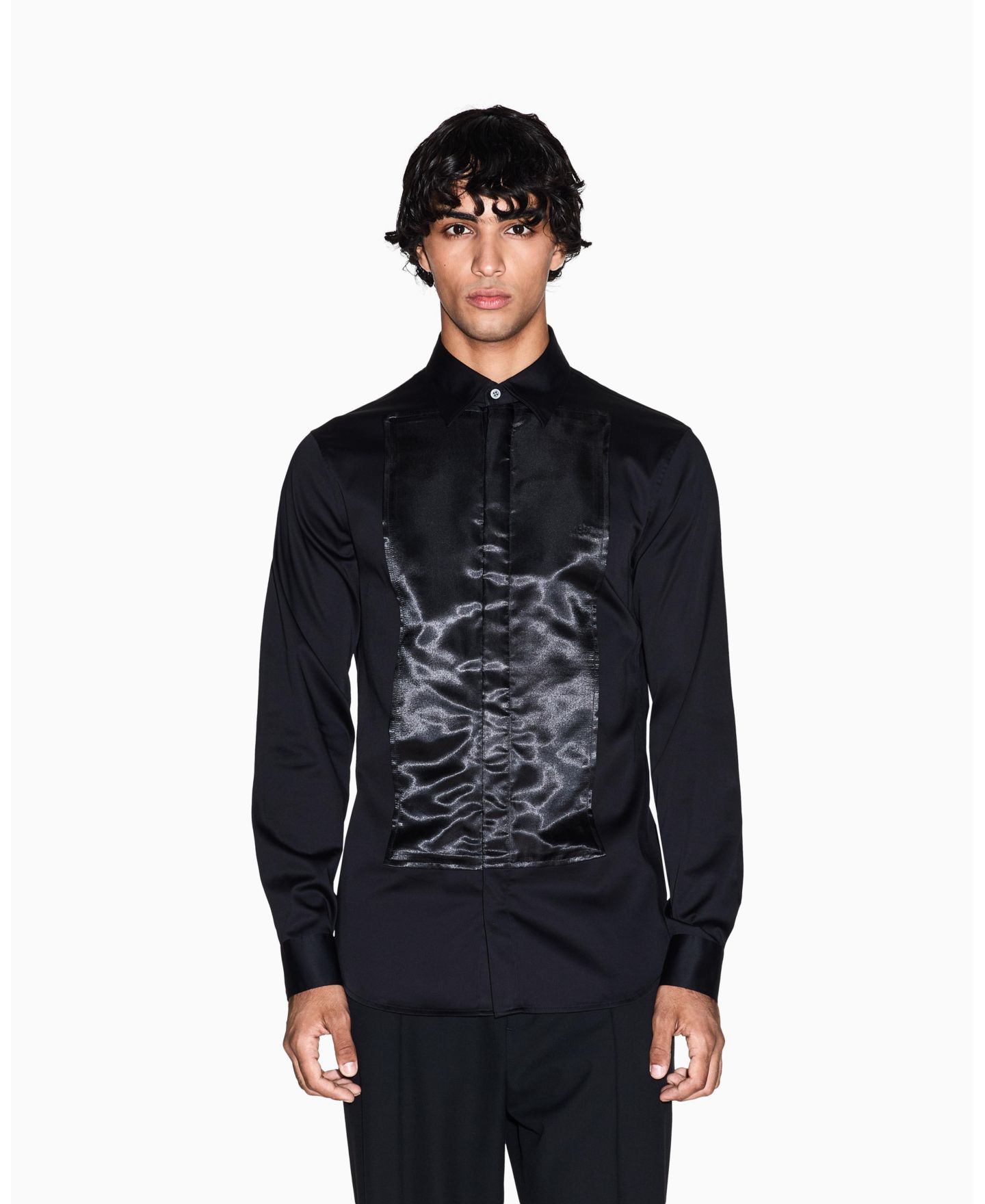 Мужская рубашка A|X Armani Exchange Night Lab Satin Box Woven, цвет: Чёрный — фото 4