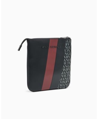 Men's Striped Flat Logo Graphic Details Crossbody Bag