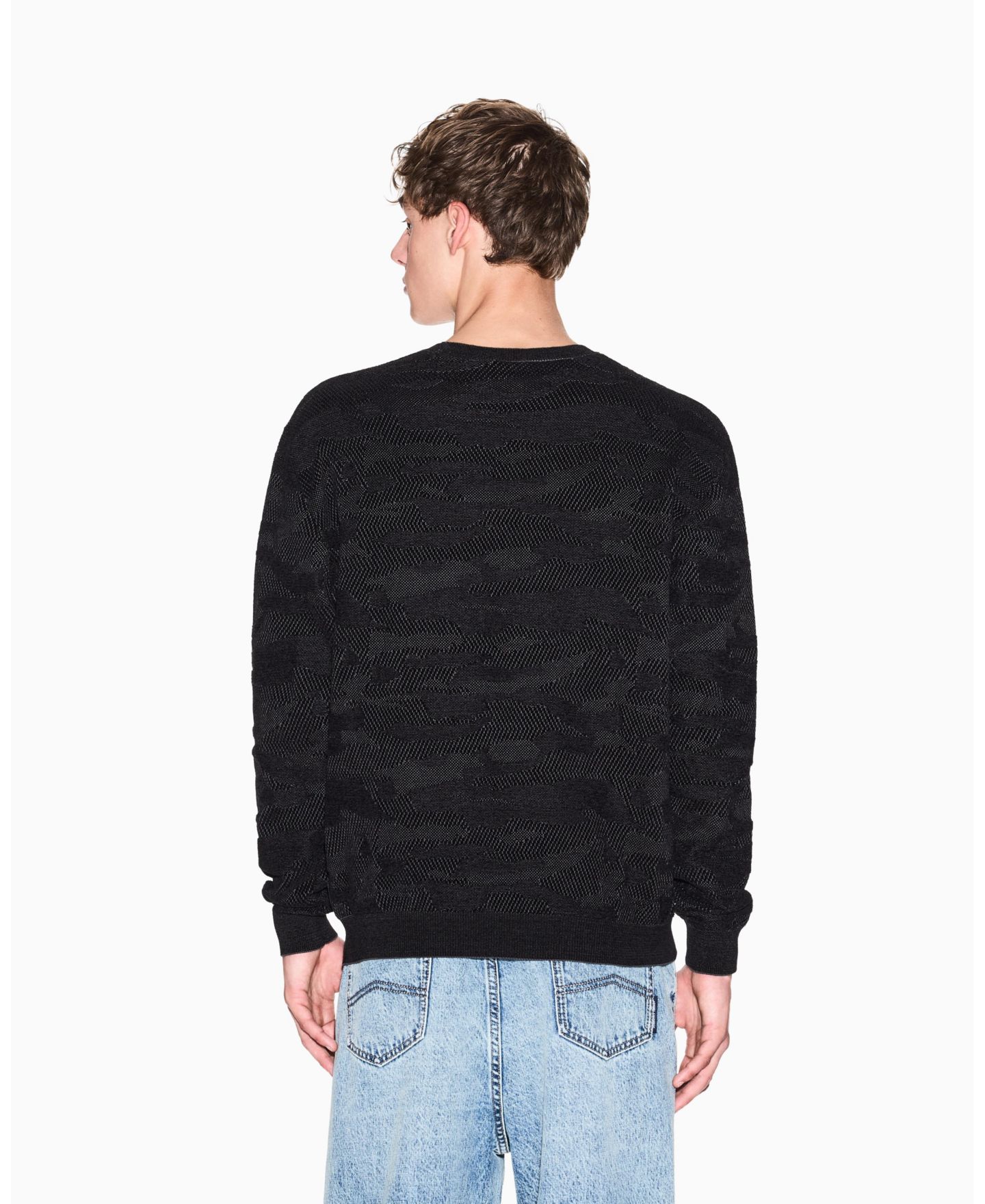 Мужской свитер A|X Armani Exchange Jacquard Camouflage Mercerized Cotton, цвет: Чёрный — фото 10