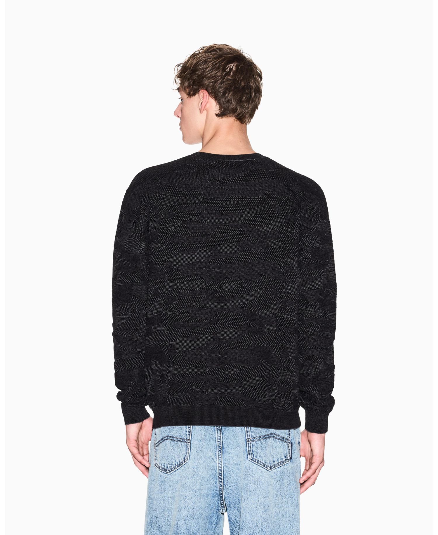 Men's Jacquard Camouflage Mercerized Cotton Sweater