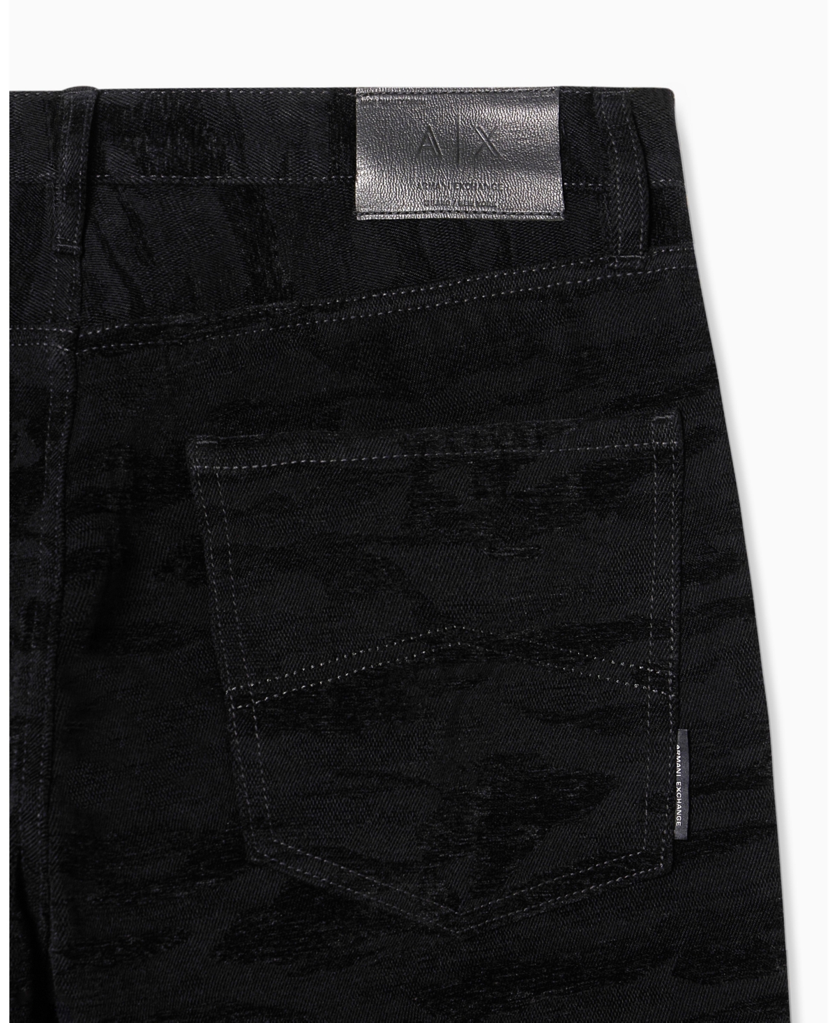 A|X Armani Exchange Men's J82 Loose Tapered Camouflage Jacquard Denim Jeans